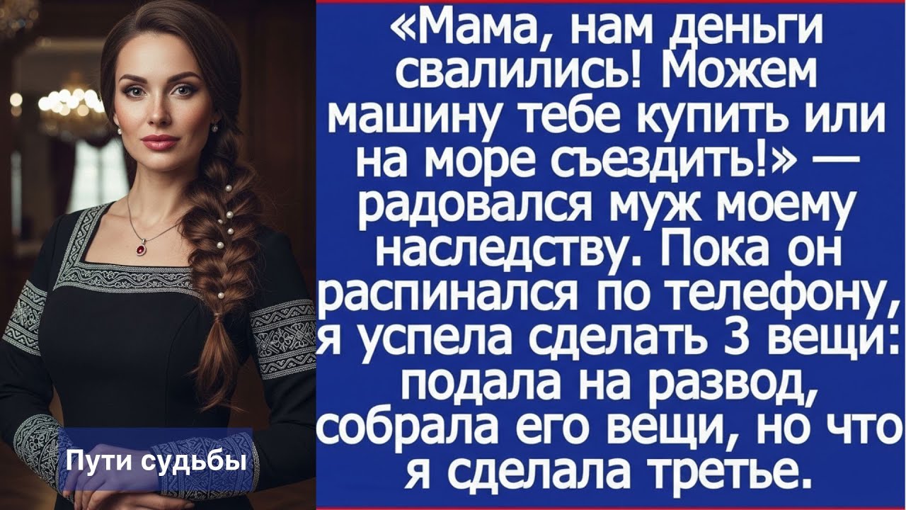 Мама, нам деньги свалились! Можем машину тебе купить или на море! Радовался муж моему наследств