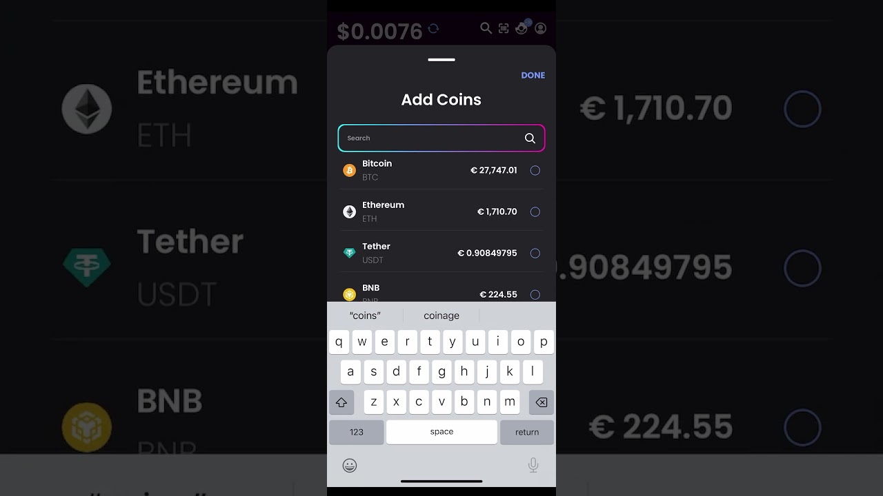 Select your favourite coins - Dopamine App