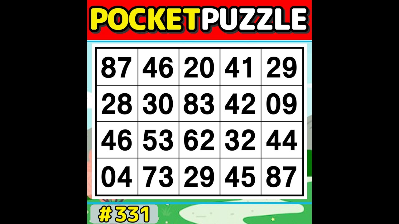【Pocket Puzzle】 Improve memory & focus with number search 《Number Search|Brain training》 #331