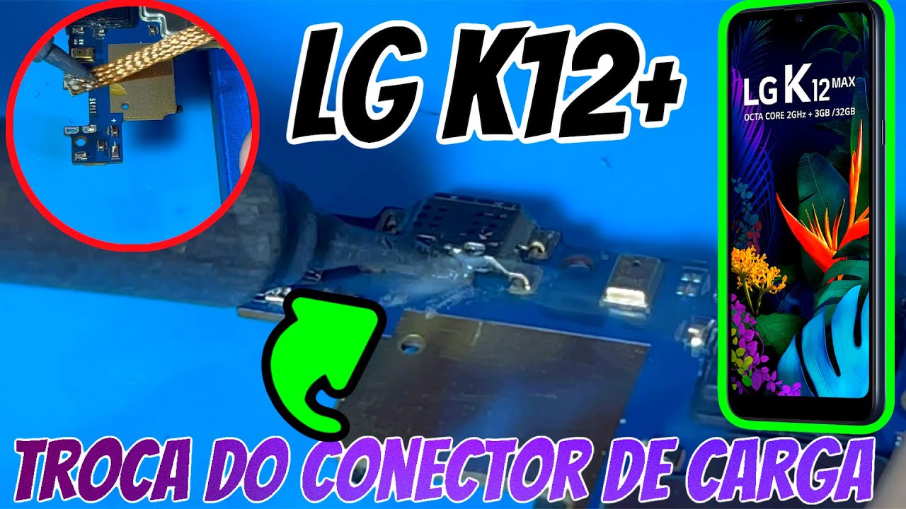 LG k12+ Não carrega | Substituição do conector de carga original passo a passo