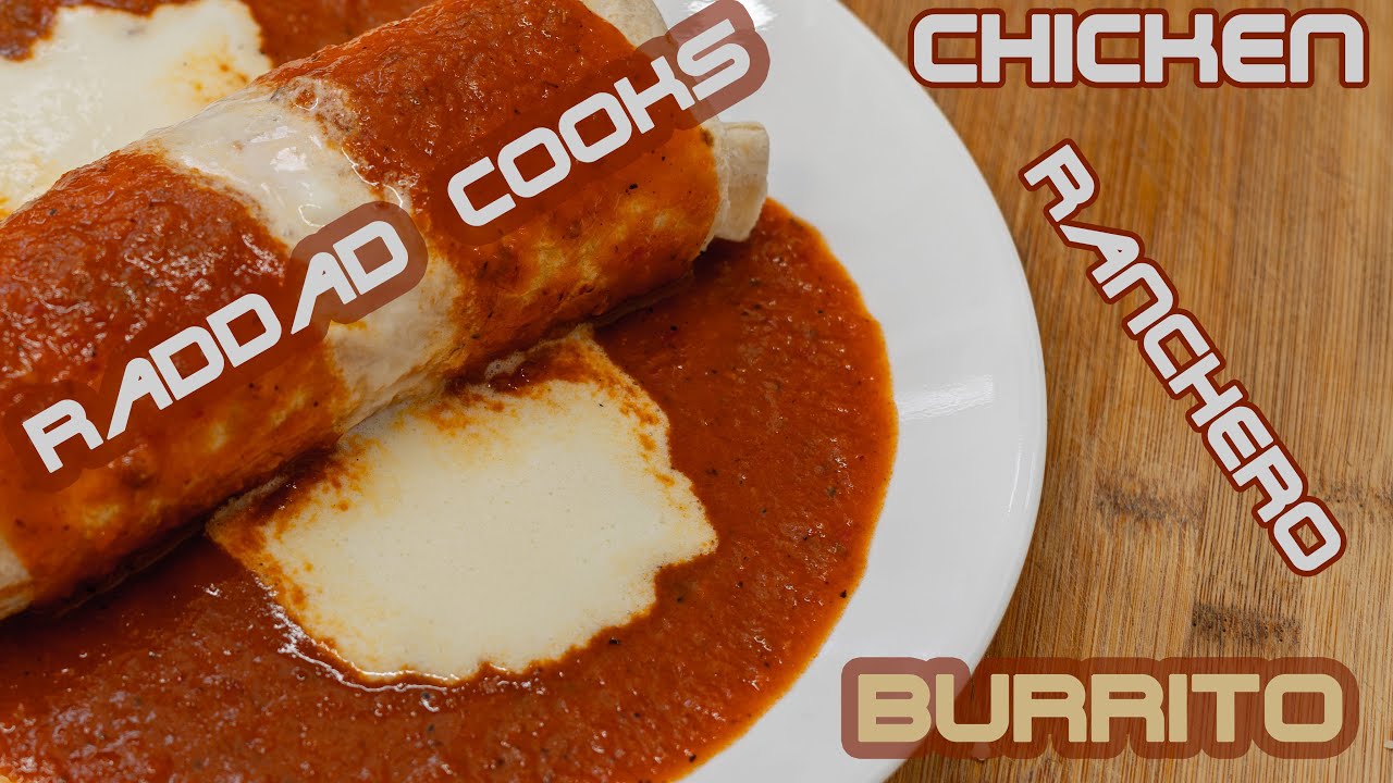 Chicken Ranchero Burrito Recipe:  How to make burrito with pulled chicken and red sauce