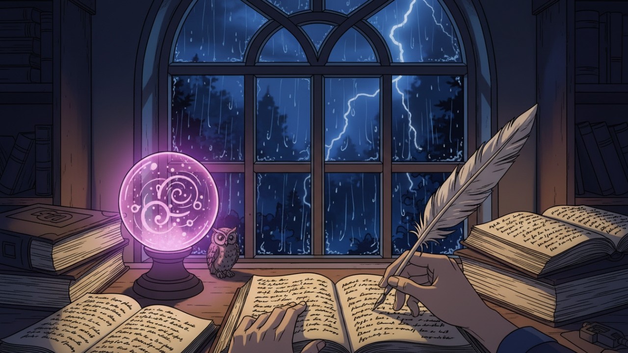 Stormy Night in a Wizard’s Cabin 🌧️ Rain Lofi for Deep Focus & Study