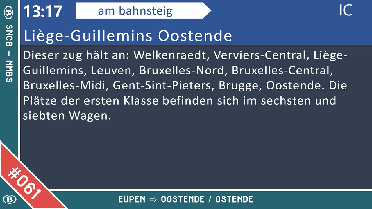 #061 [NMBS-SNCB] Eupen - Oostende / Ostende