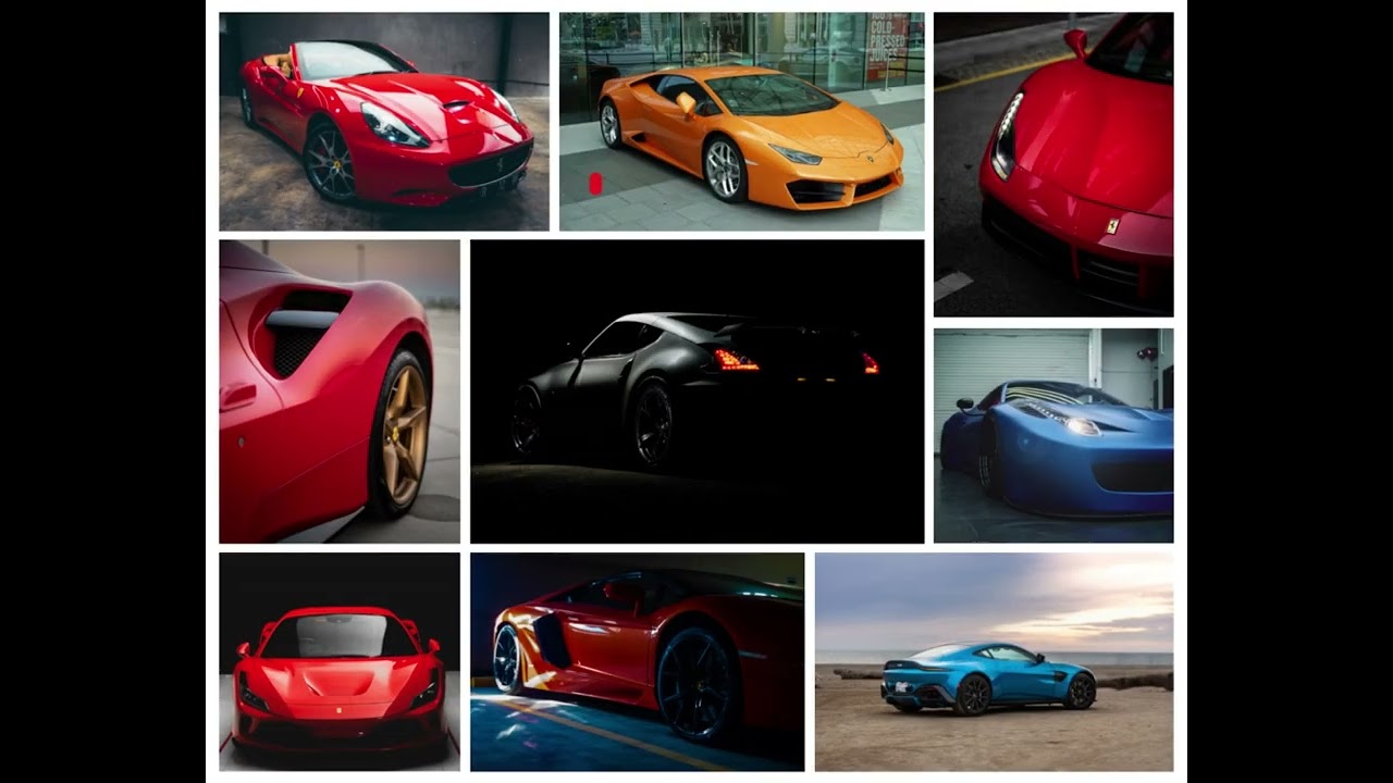 Luxury sport car photo collage
