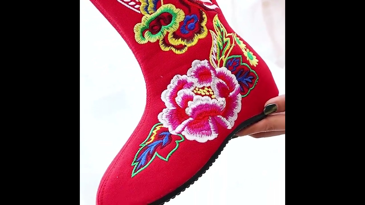 Women Apparels | Floral Embroidered Mid-Calf Boots