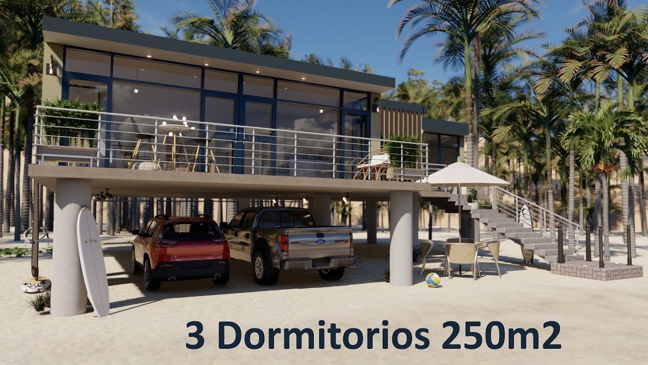 Plano de casa de 3 Dormitorios 250m2