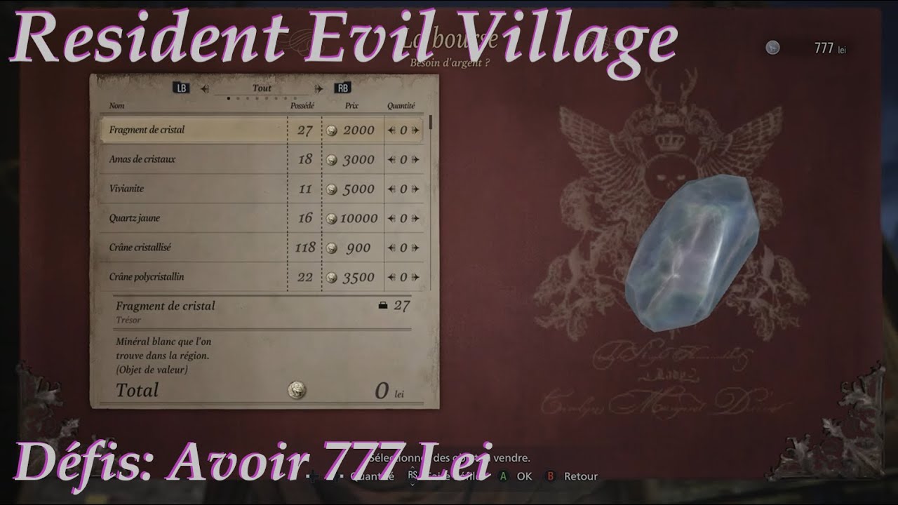 Resident Evil Village - D&eacute;fis: Comment avoir 777 Lei / GAMER CAGOULER