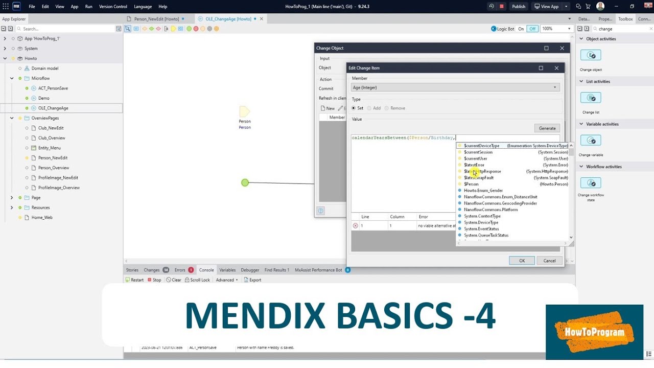 Основы Mendix - Глава 4 (Microflow, События, Обработчики событий, Практики)