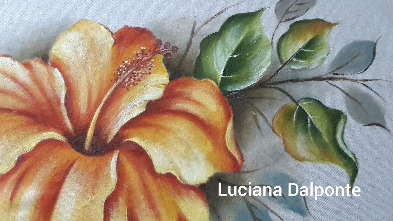 Como pintar Hibisco Amarelo  Pintura em tecido  Luciana Dalponte