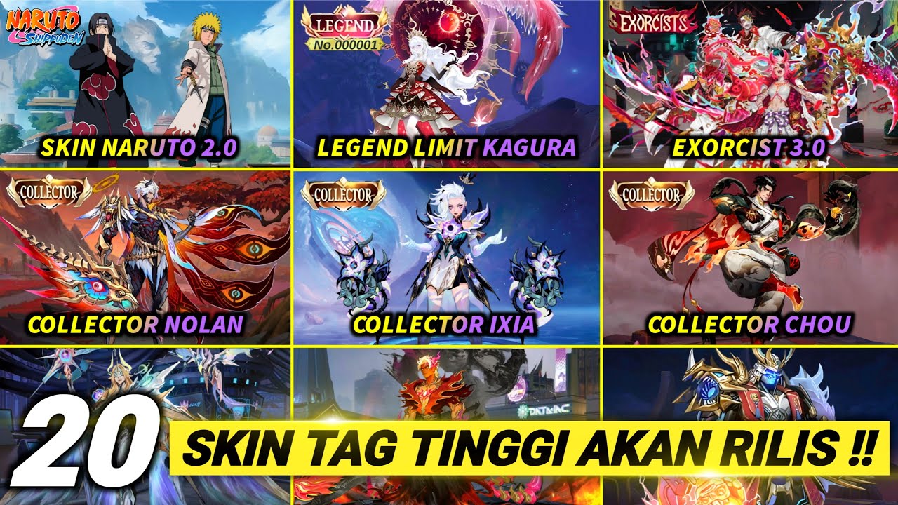 BOCORAN 20 SKIN BARU TAG TINGGI !! NARUTO 2.0, LEGEND KAGURA, SKIN GALACTIC, SKIN TITAN COLLECTOR