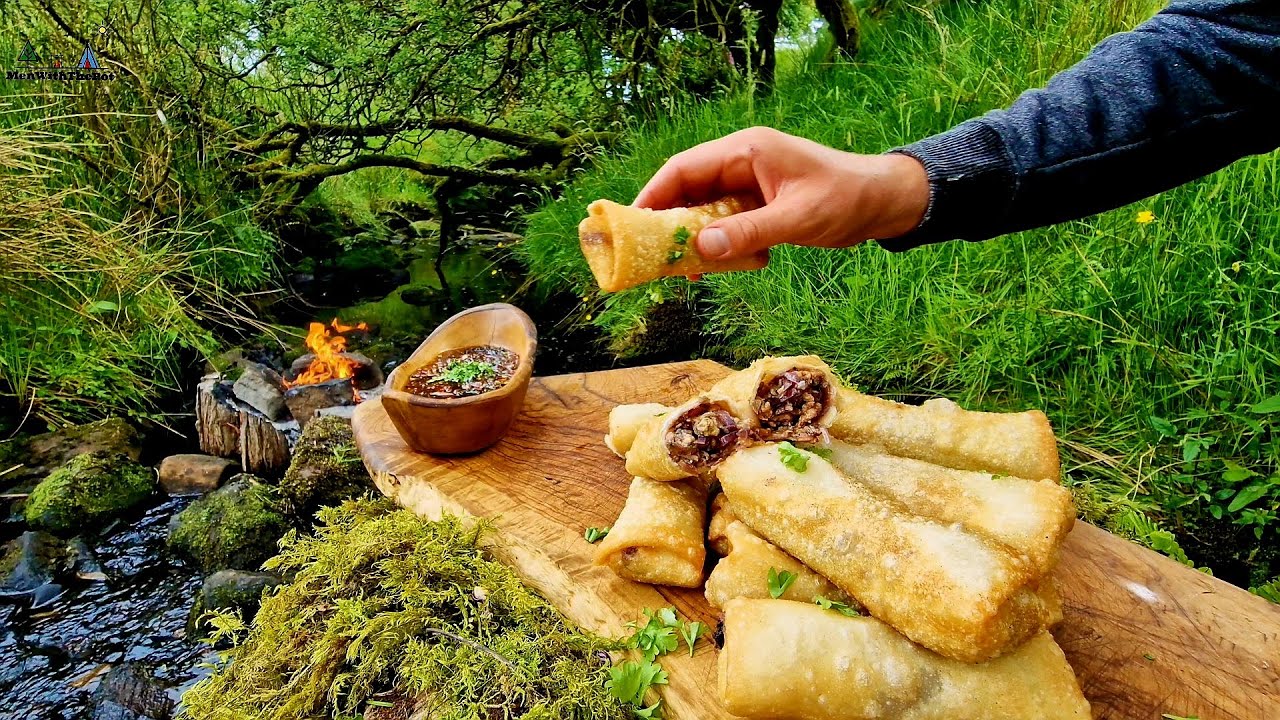 Extremely Crunchy Beef Spring Rolls with Chilli Sauce 🌶️ ASMR Cooking