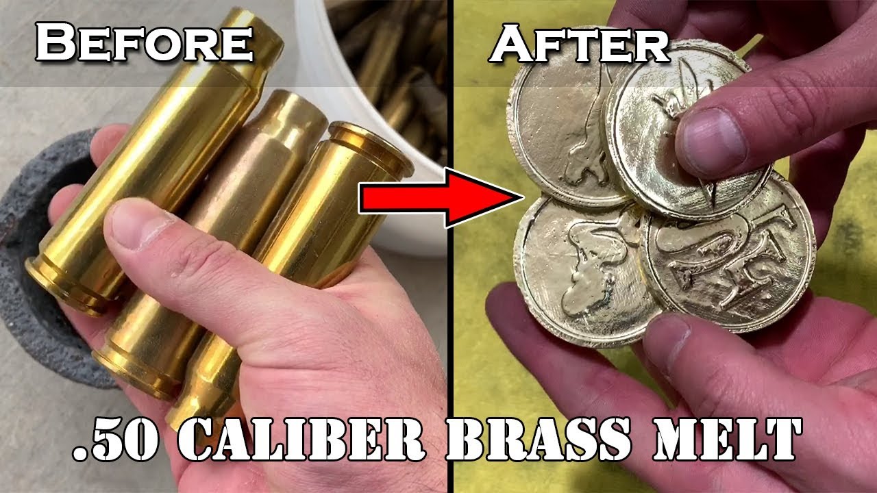 Melting HUGE .50 Caliber Bullet Casings Into Custom Brass Coins