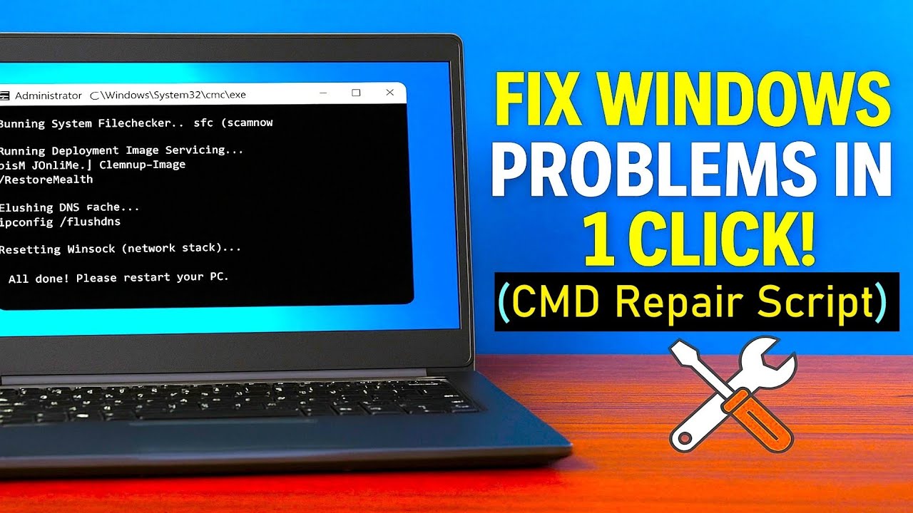 How to Fix Windows Problems in 1 Click! 🪟🔧 CMD Repair Script