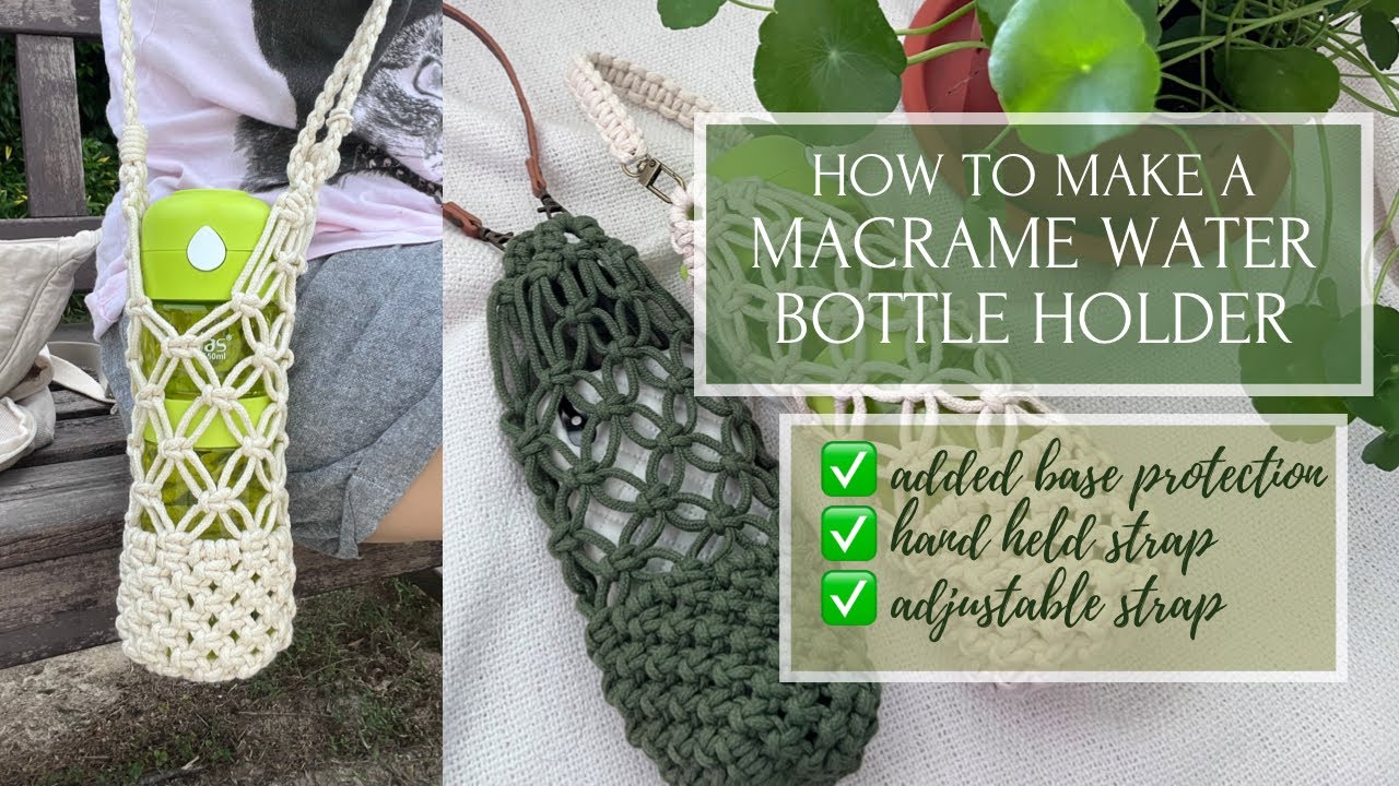 How To Make A Macrame Water Bottle Holder w/ Added Base Protection Design No.3 | Macrame Phone Bag