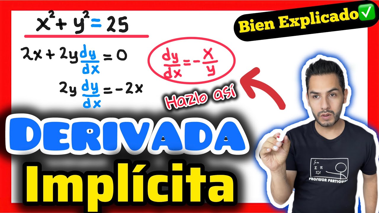 ✅DERIVACIÓN IMPLÍCITA Ejercicios [𝘼𝙥𝙧𝙚𝙣𝙙𝙚 𝙙𝙚𝙨𝙙𝙚 𝙘𝙚𝙧𝙤❗️😎💯] Cálculo Diferencial