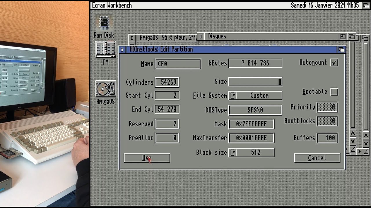 Amiga 1200 : Partition de 8 Go pour une CompactFlash et un DOM (Disk On Module) sous AmigaOS 3.1.4
