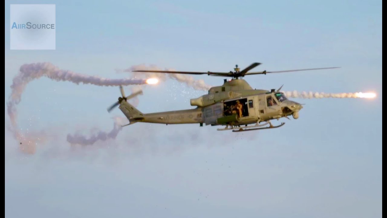 U.S. Marine Super Hueys Helicopter In Action - Urban Town Attack