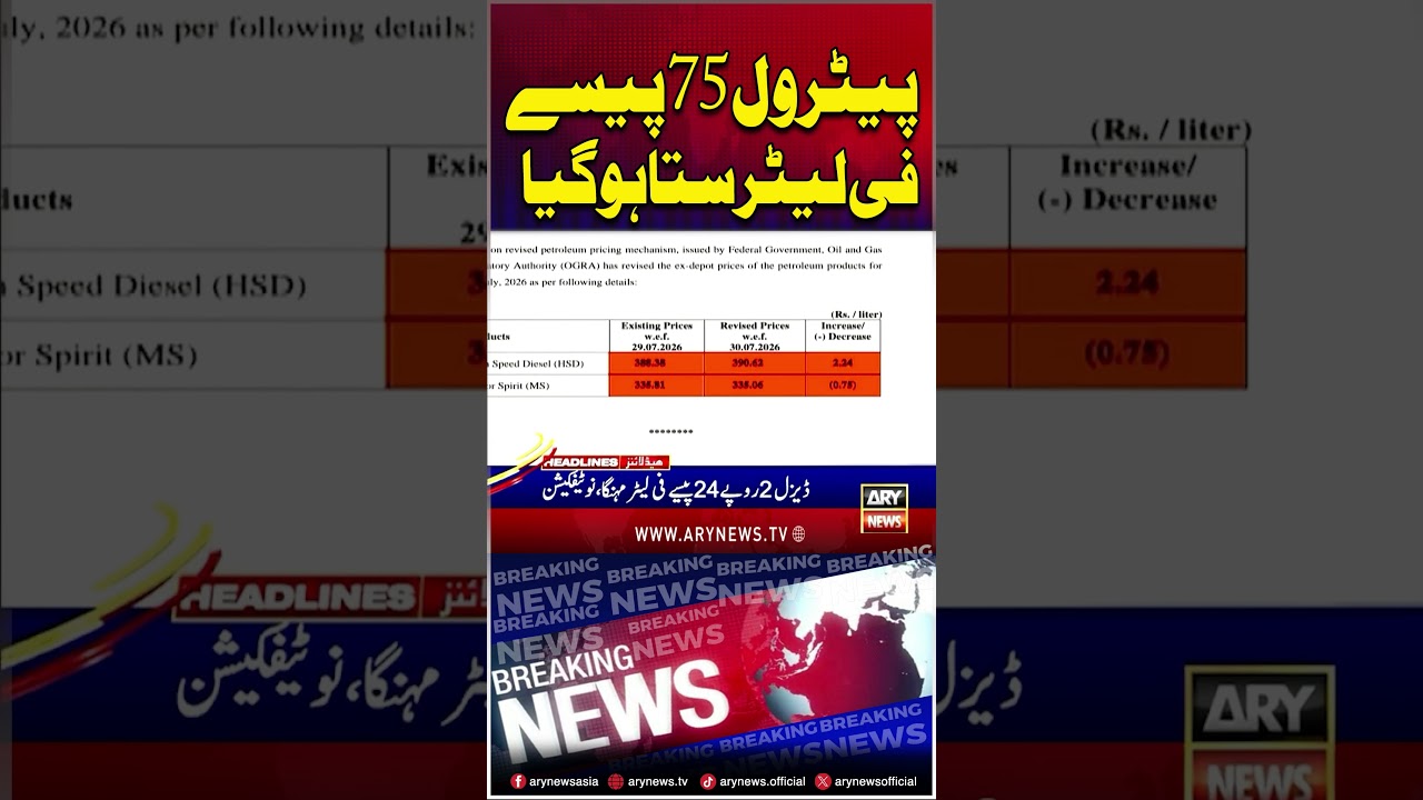 Govt Reduce Petrol Price #petrolprice #petroldieselprice #shorts #arynews
