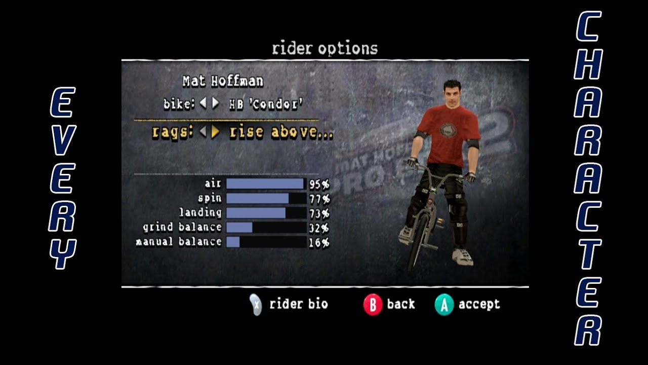 Mat Hoffman's Pro BMX 2 - All Characters (4K60fps)
