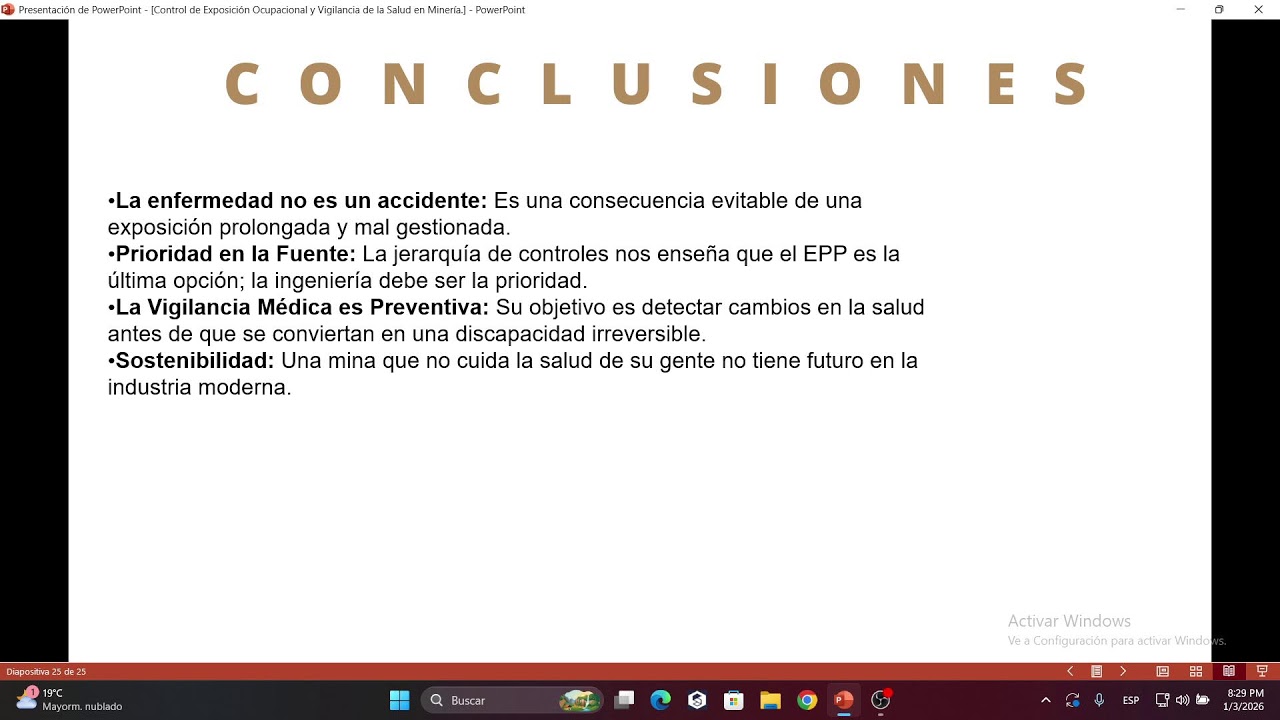 Control de Exposición Ocupacional y Vigilancia de la Salud en Minería.