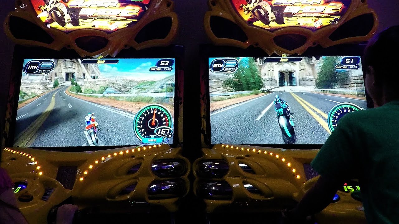 2 Player Super Bikes 2 Motorcycle Racing Arcade Game!