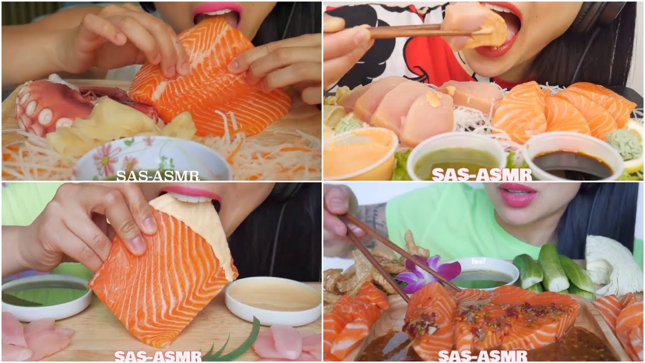 SAS-ASMR BITES COMPILATION EATING SALMON/SATISFYING SOUNDS