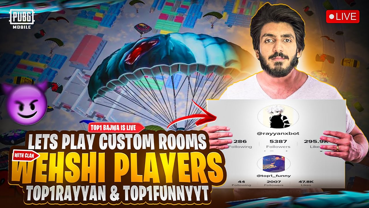 AJJ ROK KR DIKHAO CHICKEN SEY IN ALL FAMOUS TIKTOKERS + YOUTUBERS CUSTOM ROOMS | TOP 1 BAJWA IS LIVE