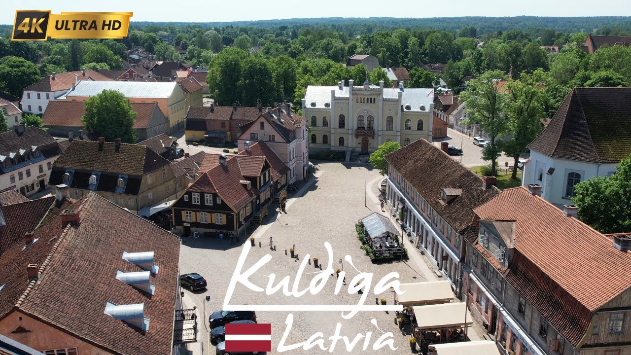 🇱🇻 Kuldīga , Latvia in 4K | Epic Aerial Drone Tour of the Baltic Waterfall Town