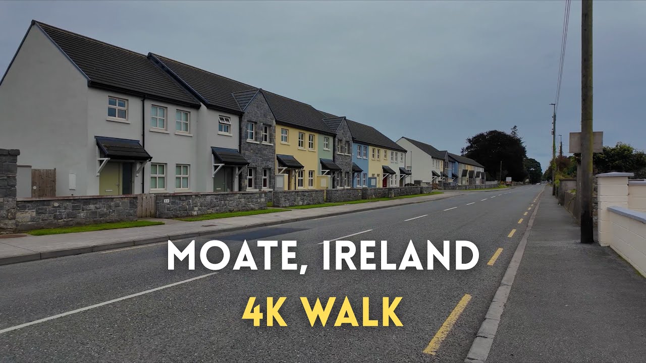 4K Walk in Moate, Ireland &ndash; Peaceful Streets & Countryside Vibes