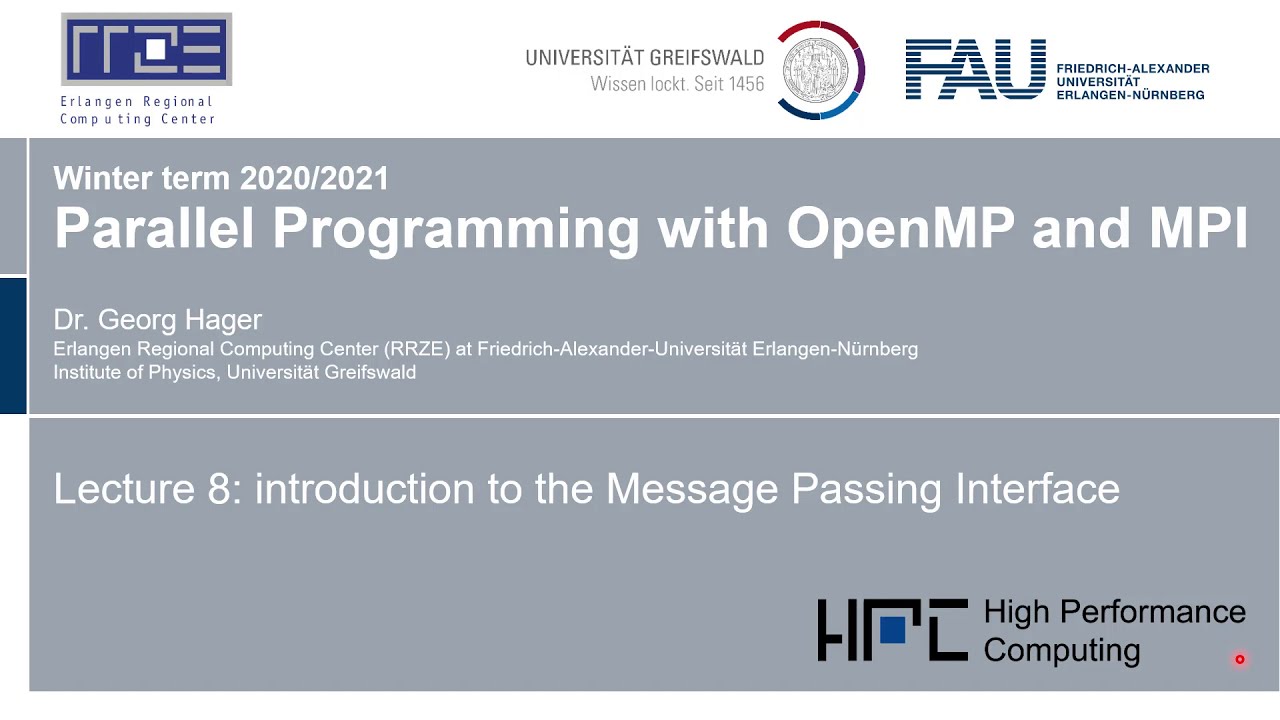 Parallel Programming 2020: Lecture 8 - Introduction to MPI