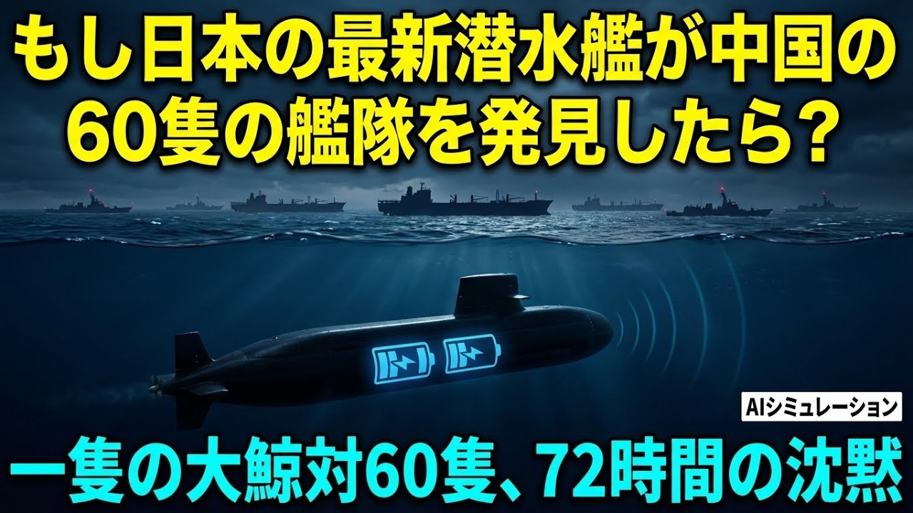 もし日本の最新潜水艦が中国艦隊60隻を発見したら【たいげい1vs50・2027】