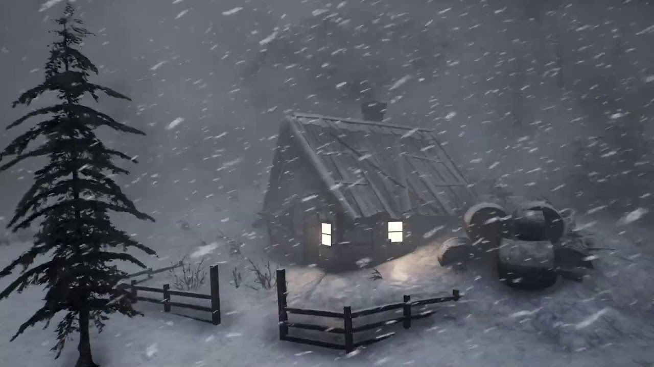 HEAVY BLIZZARD near lonely hut at Night. Blowing wind, Howling wind | Remote Blizzard Cabin Night