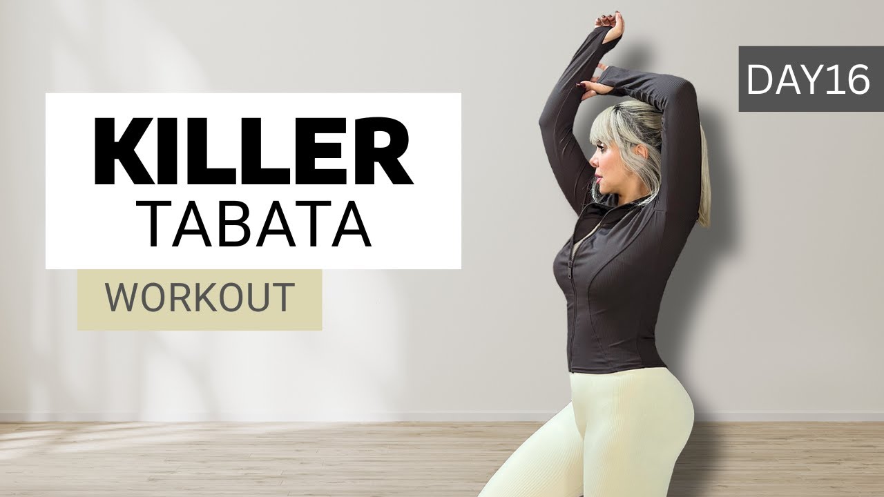 Day16: 15 MIN KILLER TABATA HIIT TO BURN calories - Super Sweaty Workout -Tabata Songs,No equipment