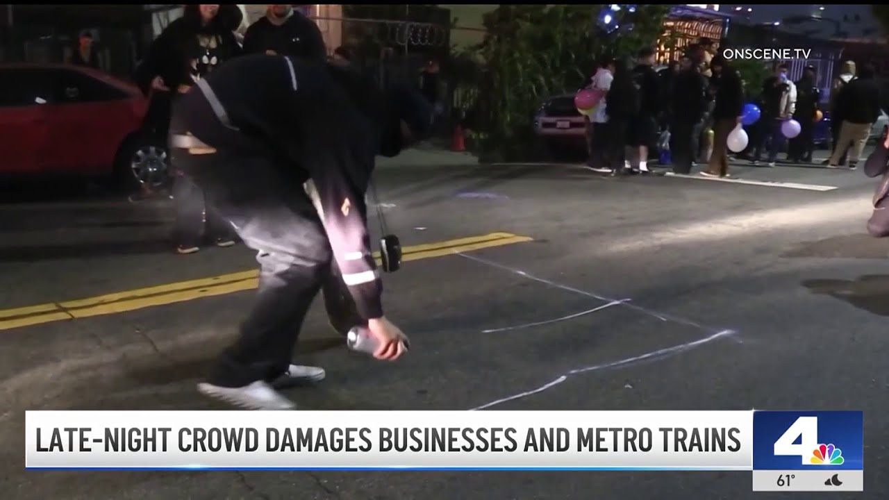 Late-night crowd leaves trail of destruction in downtown LA