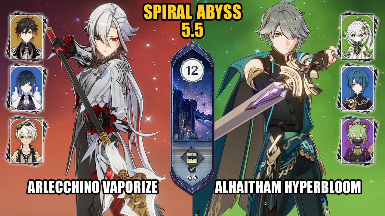 Arlecchino Vaporize & Alhaitham Hyperbloom | NEW Spiral Abyss 5.5 | Genshin Impact