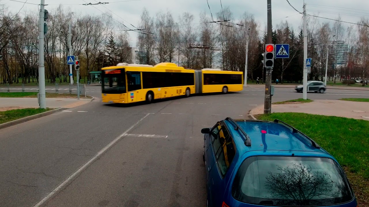 Автобусный маршрут №13 г.Минск. Вид из кабины водителя. Timelapse.