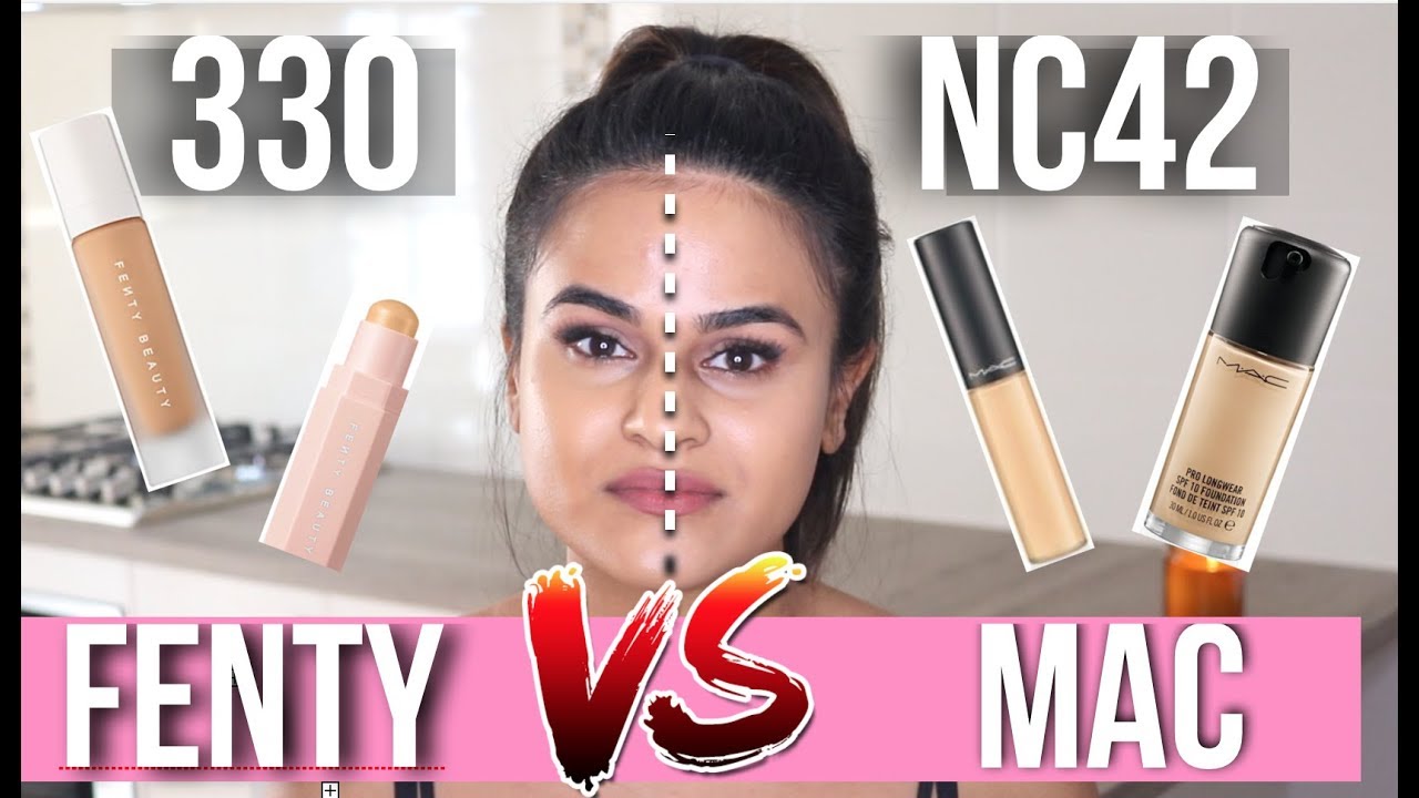 Fenty profiltr foundation 330 VS. MAC prolongwear NC42