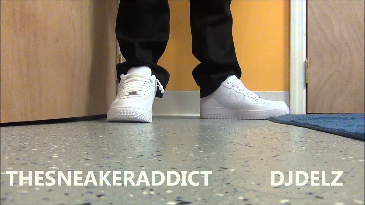 Nike Air Force 1 White On White Sneaker Review ,Sizing + On Foot  With @DjDelz Uptowns