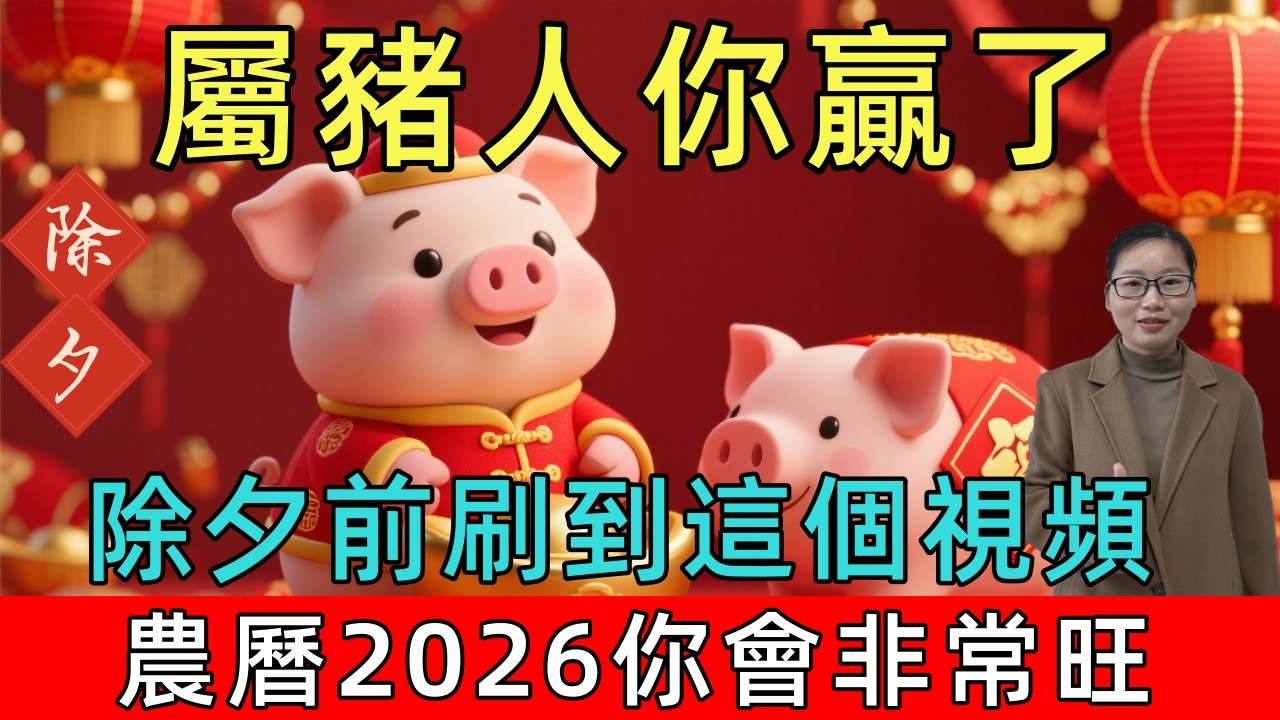 屬豬人你贏了！如果你在除夕（2月16日）前看到這個視頻，農曆2026年你會非常旺，好運從年頭旺到年尾！#生肖 #命理 #風水 #財運 #運勢 #屬相