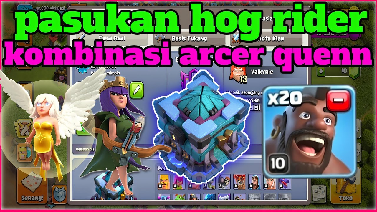 TH13 - STRATEGI SERANG HOG RIDER DAN QUEEN WALK TERKUAT 2026 @COCWITHDADI ⚔️🔥
