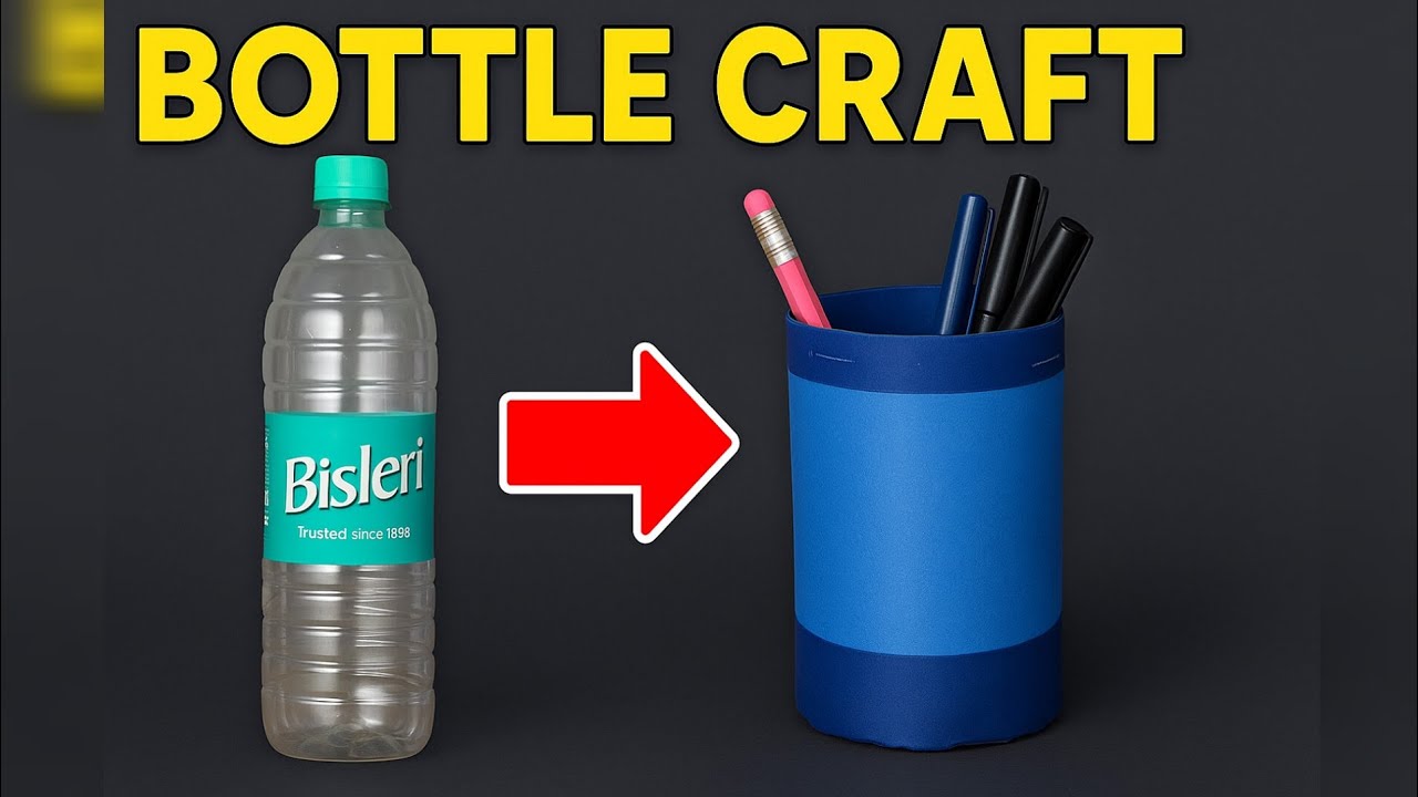 Turn a Plastic Bottle into a Cool Pen Holder! ♻️ | Easy Desk Organizer | Bottle Recycling Idea