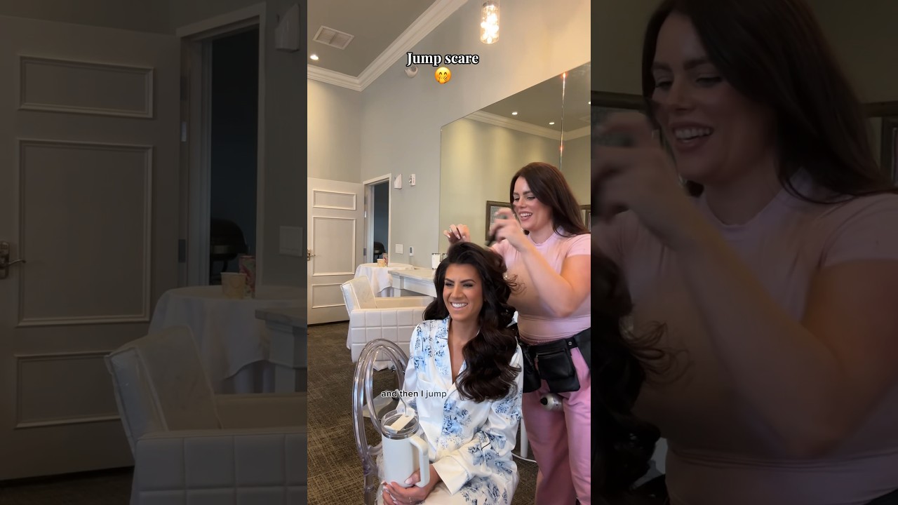 Jump scare with the glam wave volume 🤣 #bridal #bridalhair #bridalhairstyle #hairtutorial #waves