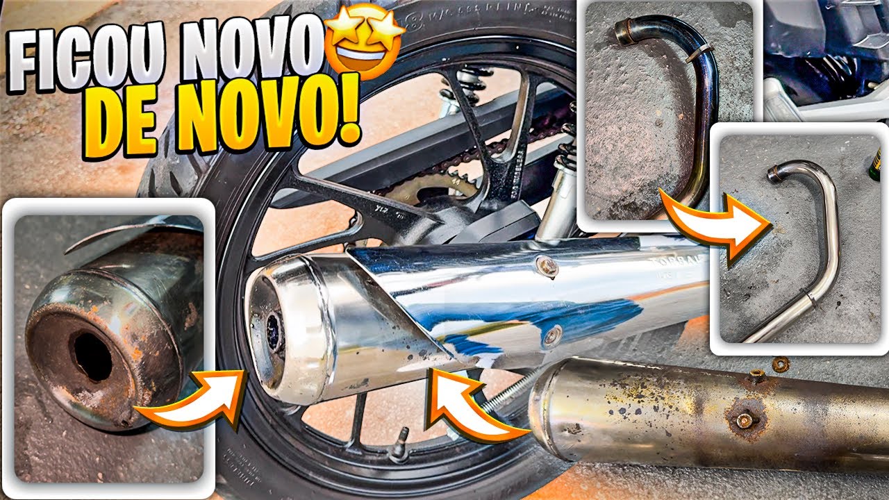 COMO TIRAR FERRUGEM DO ESCAPAMENTO E DEIXAR ELE BRILHANDO DE NOVO!!  *olha como ficou*