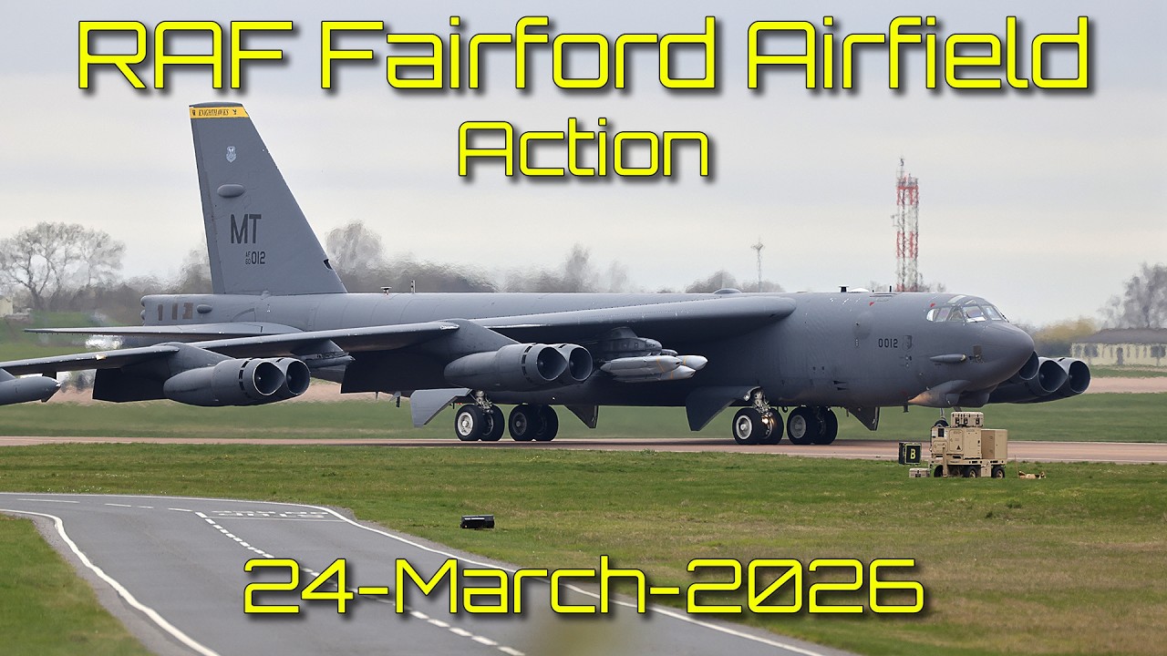RAF Fairford Was BUSY! B-1B Operational Departure, Armed B-52Hs & C-130J | 24-March-2026