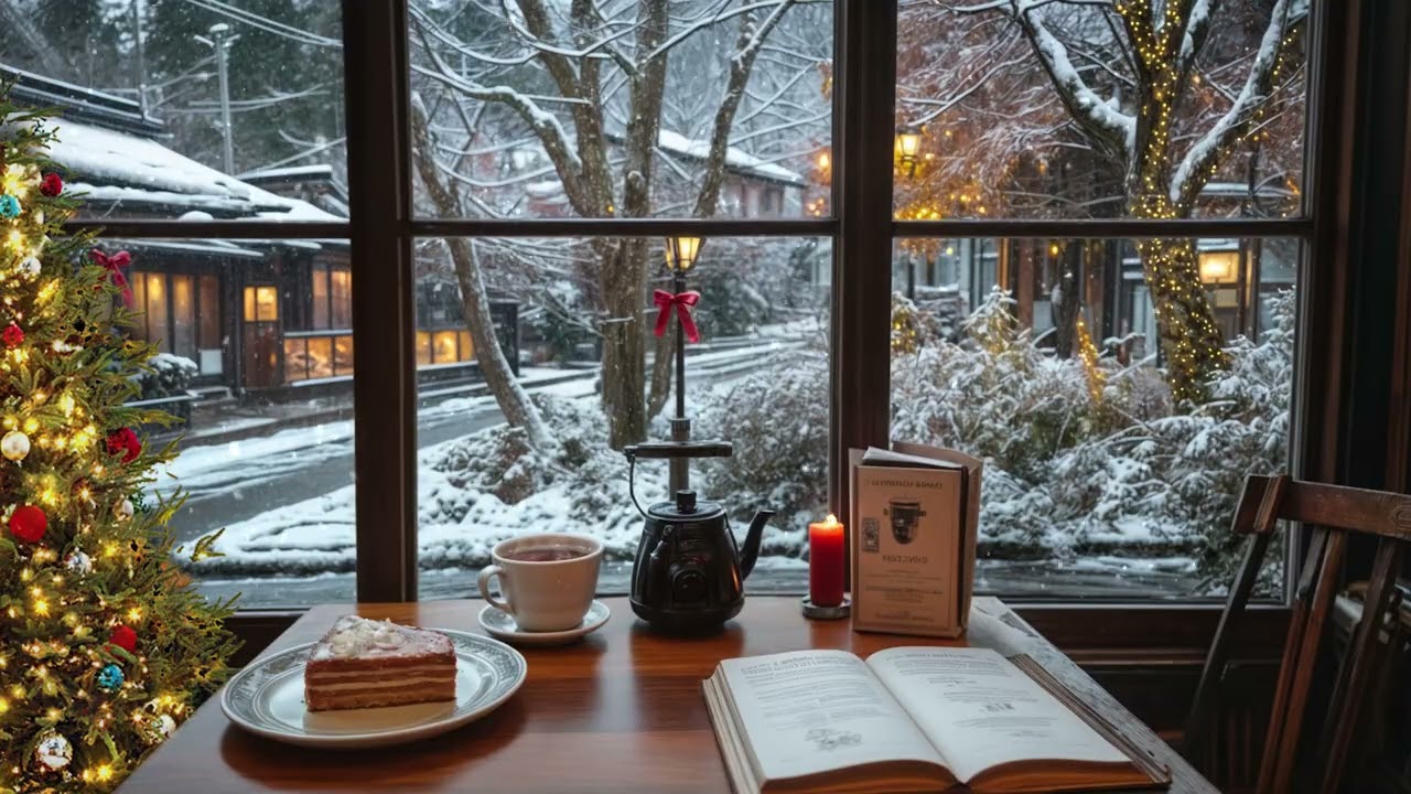 ✨ Winter Caf&eacute; Ambience &ndash; Cozy Snowy Day with Lofi Music | Relax, Study & Chill