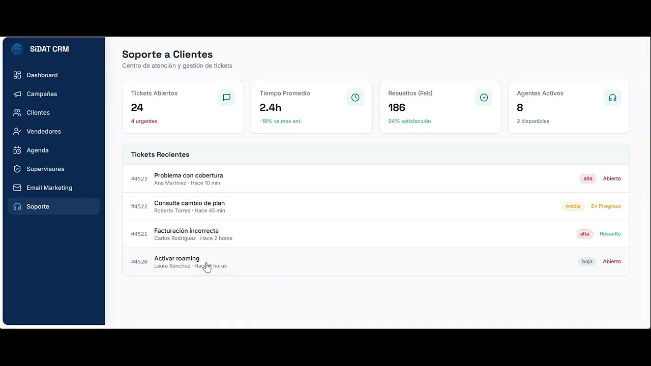 8 Demo CRM SiDAT   Servicio a Cliente