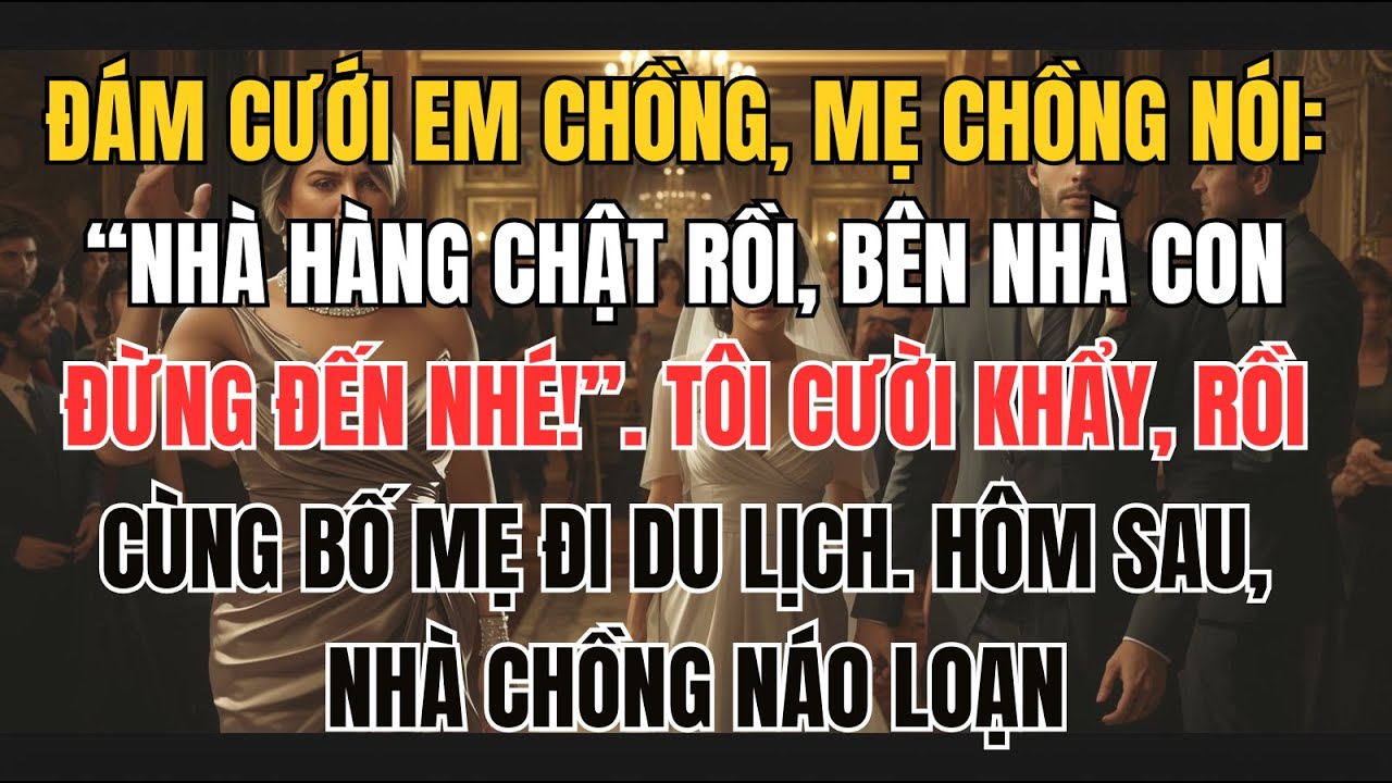 ĐÁM CƯỚI EM CHỒNG, MẸ CHỒNG NÓI: “NHÀ HÀNG CHẬT RỒI, BÊN NHÀ CON ĐỪNG ĐẾN NHÉ!”. TÔI CƯỜI KHẨY,...