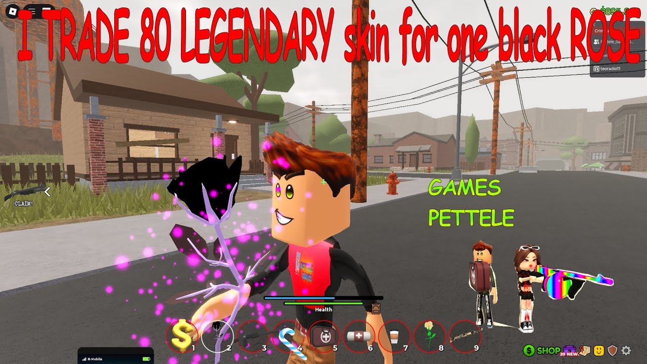ROBLOX - OHIO - I trade 80 legendary skin for one BLACK ROSE :)) Void rose ,trade , money , best
