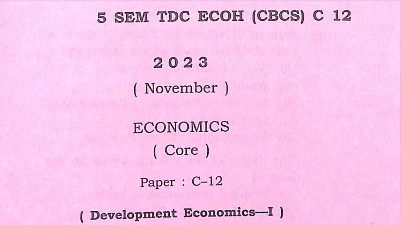 BA 5th sem economics honours core paper c 12 development economics Dibrugarh University 2023