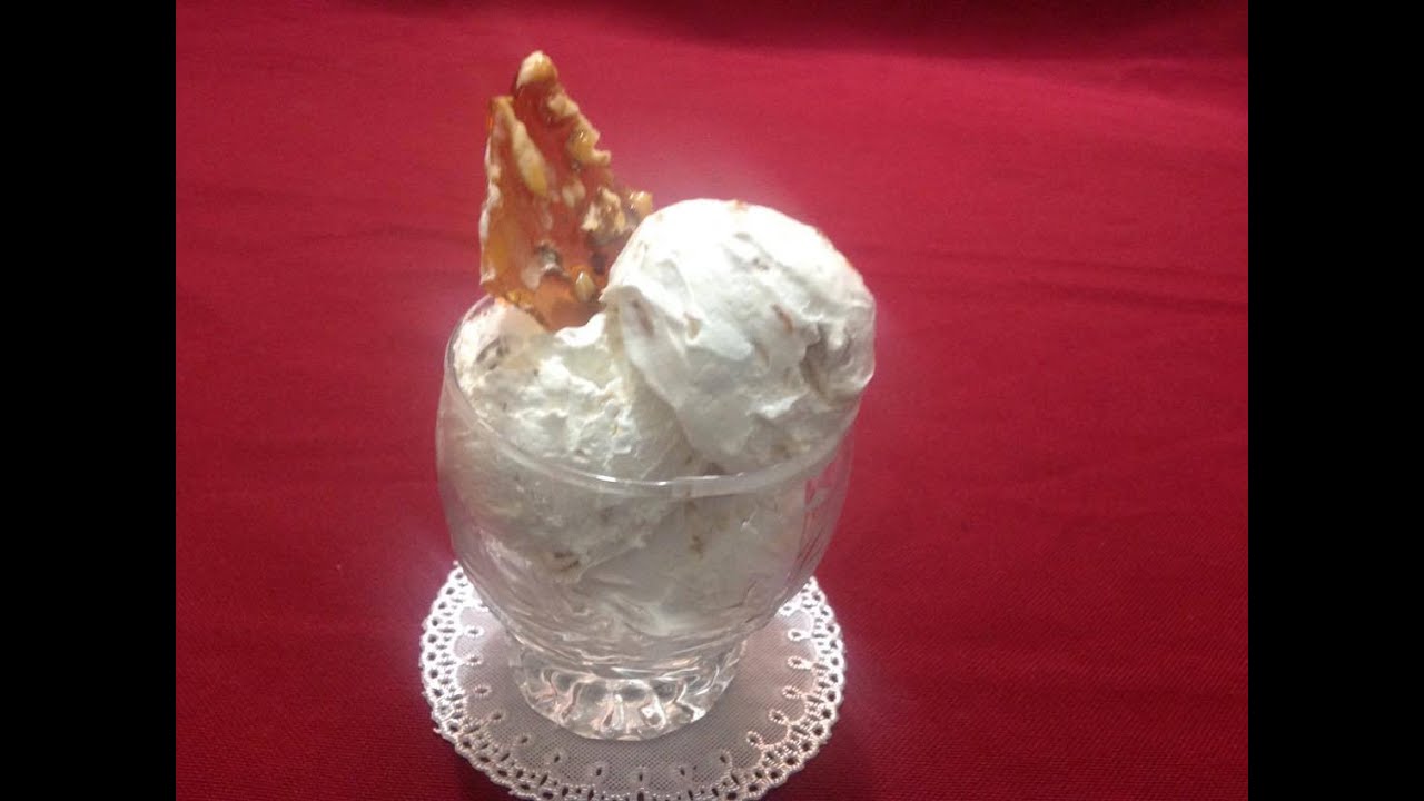 مثلجات بالبراليني سهلة وسريعة بمقادير جد بسيطة من المطبخ المغربي مع ربيعة Glace au Pate Praliné